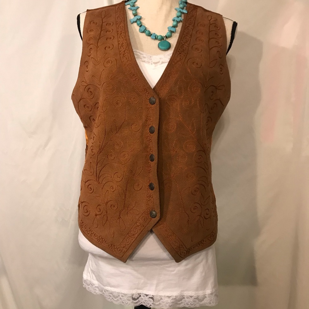 Jane Ashley Vtg Western Tan Suede Vest Waistcoat